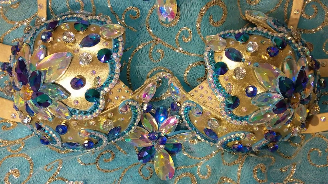 Belly Dance Costume In Bright Blue And Gold