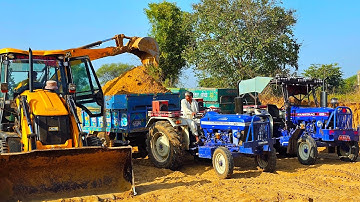 2 Farmtrac 60 Massey 245 Mahindra 575 Tractor Stuck in Mud Overturned JCB 3dx | Jcb and Tractor Test