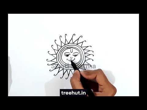 Sun Motif Tutorial from Ancient India's Wall Art in Uttar Pradesh Hindu Homes | Village Art of India