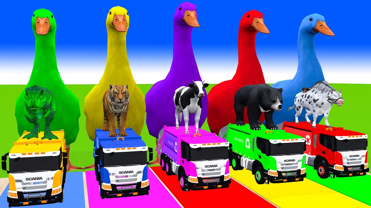 Long Slide Game With Cow Elephant Gorilla Hippopotamus Tiger 3d Animal Game Funny 3d Animals