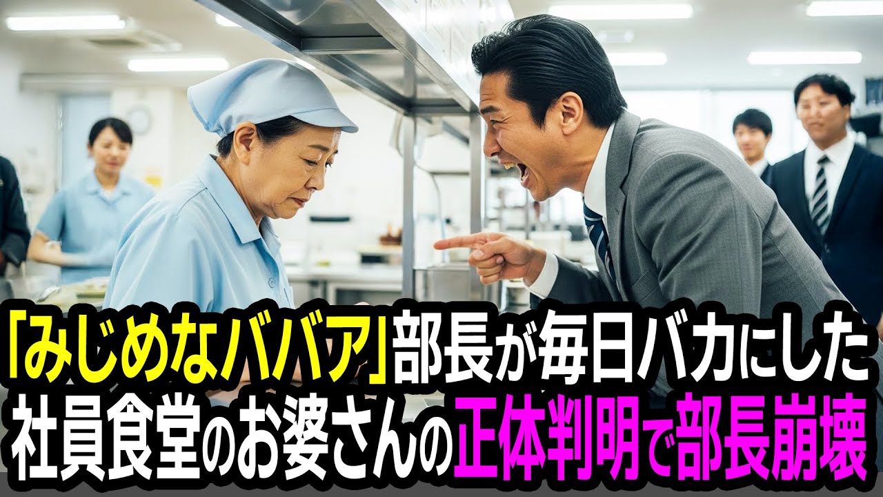 一流企業の部長が、“社員食堂のお婆さん”を嘲笑 → 翌日、土下座で全社員が静まり返った理由