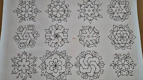7×4 புள்ளி கோலங்கள்.  Easy dot kolam designs for beginners. Easy rangoli. Easy Dot kolam/ muggulu..