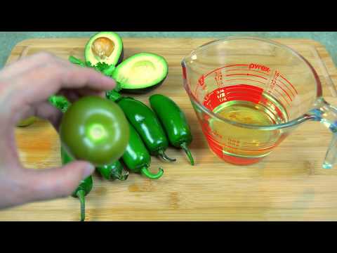 Homemade Green jalapeño avocado salsa put it on your favorite taco or dish easiest DIY salsa recipe