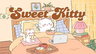 Sweet Kitty 🍒☀️Lofi Kitty☕🍓2 Hour Cafe Song 🍋Stream cafe☕ cute & relaxing 🎶 Make Your Day Better