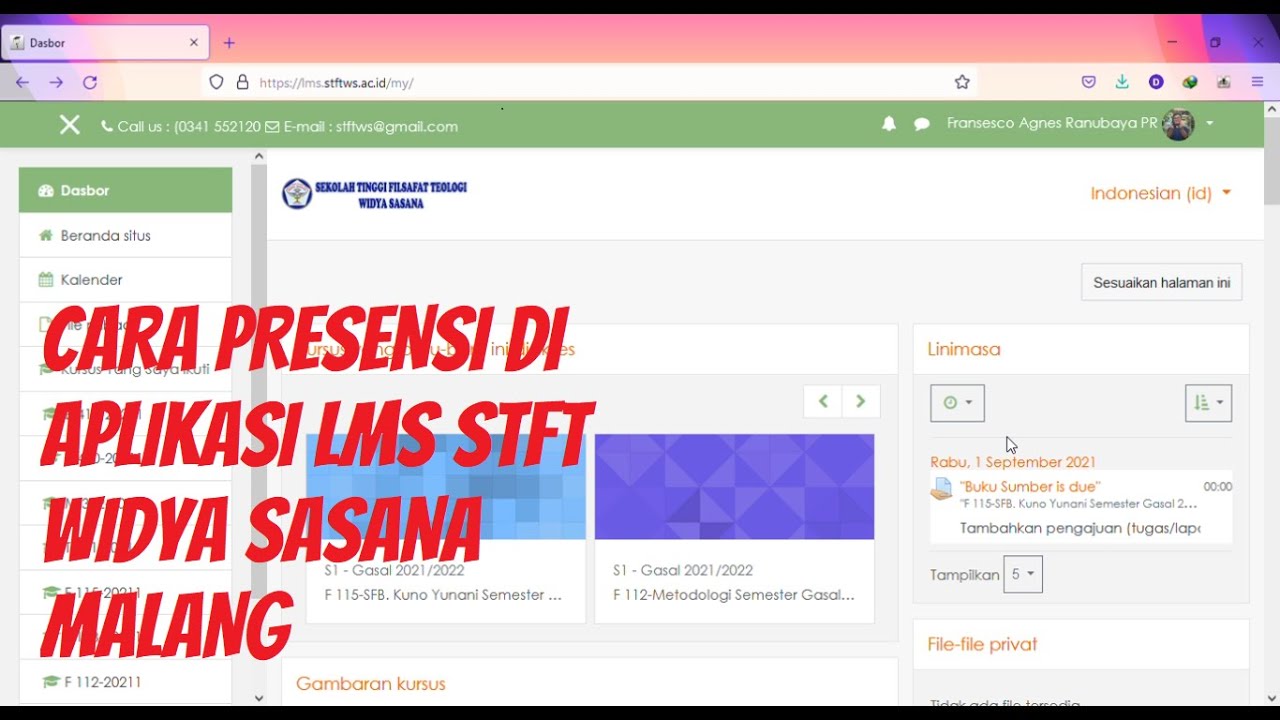 Cara Absensi di LMS STFT Widya Sasana Malang - YouTube