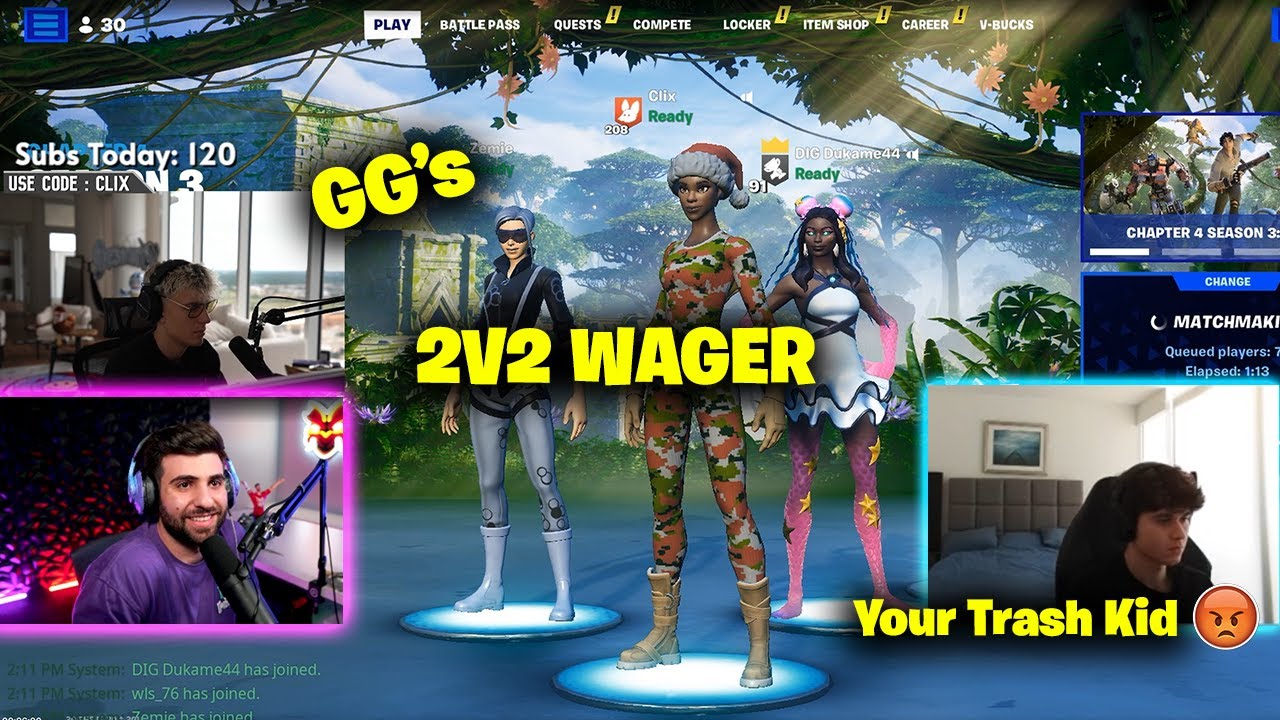 CLIX & SYPHERPK vs. BUGHA: Epic 2v2 WAGER Showdown! Embarrassment Ensues! ( Stream Highlights )