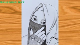 Hijab girl drawing easy step by step || How to draw a hijab girl