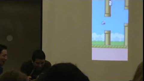 Todd Haberkorn and Johnny Bosch playing Flappy bird