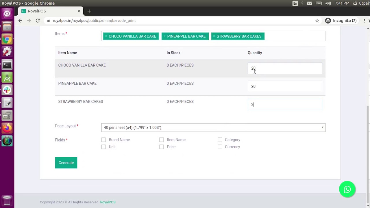 RoyalPOS - Barcode Generator for your products