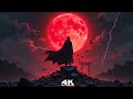 Epic Red Moon Live Wallpaper Stormy Samurai Aesthetic 4K Cinematic Ambience