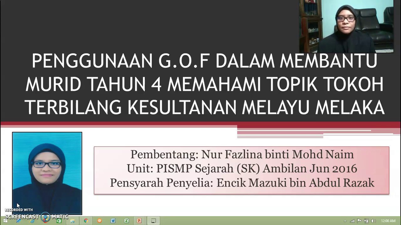 Nur Fazlina Pismp Sejarah Sk Video Pembentangan Laporan Kajian Tindakan Youtube