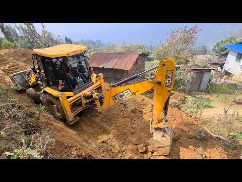 JCB Backhoe Loader - Hilly Road Construction -  JCB Cutting Hilly Road - Dozer Video 5