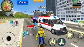 Spider Rope Hero Gangster Crime - Ambulance Driving at Vegas City - Android Gameplay screenshot 4