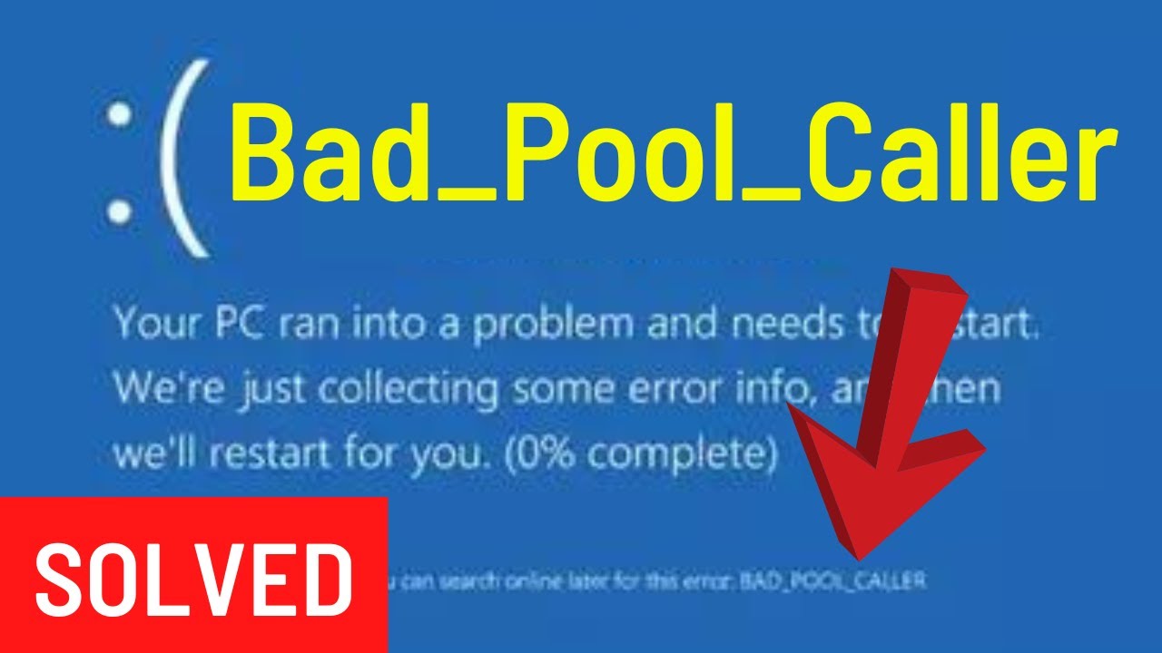 How To Fix BAD POOL CALLER Blue Screen Errors in Windows 10/8/8.1/7 [ Easily & Quickly ] YouTube