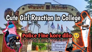 Cute girl reaction in college |police ne pakar liya | Hunter 350| First day in college with my bike