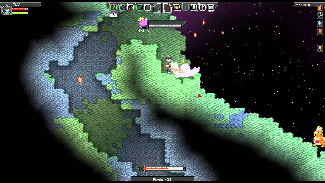 [ Starbound ][ Episode: 16 ] Decrepit basher new sword. Going to our moon. Beautiful scenery