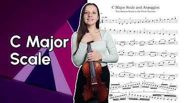 C Major Scale and Arpeggios Violin Tutorial with Piano Accompaniment