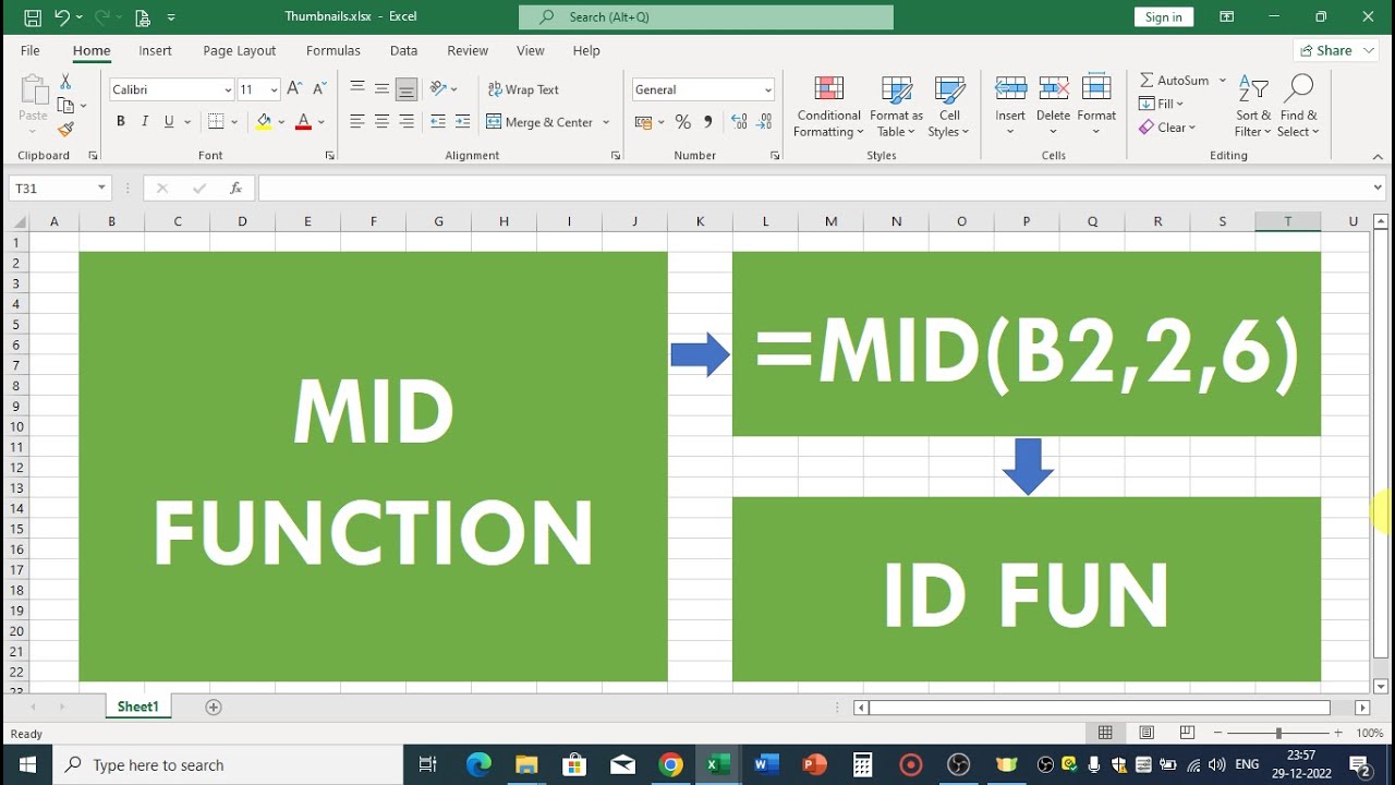 MID Function in Microsoft Excel - YouTube