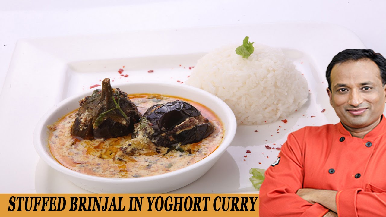 STUFFED BRINJAL IN YOGURT CURRY | Vahchef - VahRehVah