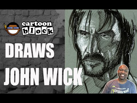 Cartoon Block Draws John Wick