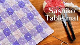 Sashiko on Gingham Fabric