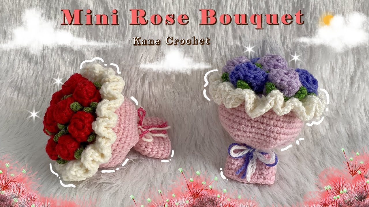 ВЯЗАНАЯ ВАЛЕНТИНА КРЮЧКОМ 💖 Как связать крючком мини-букет роз 🌹 Подарок крючком