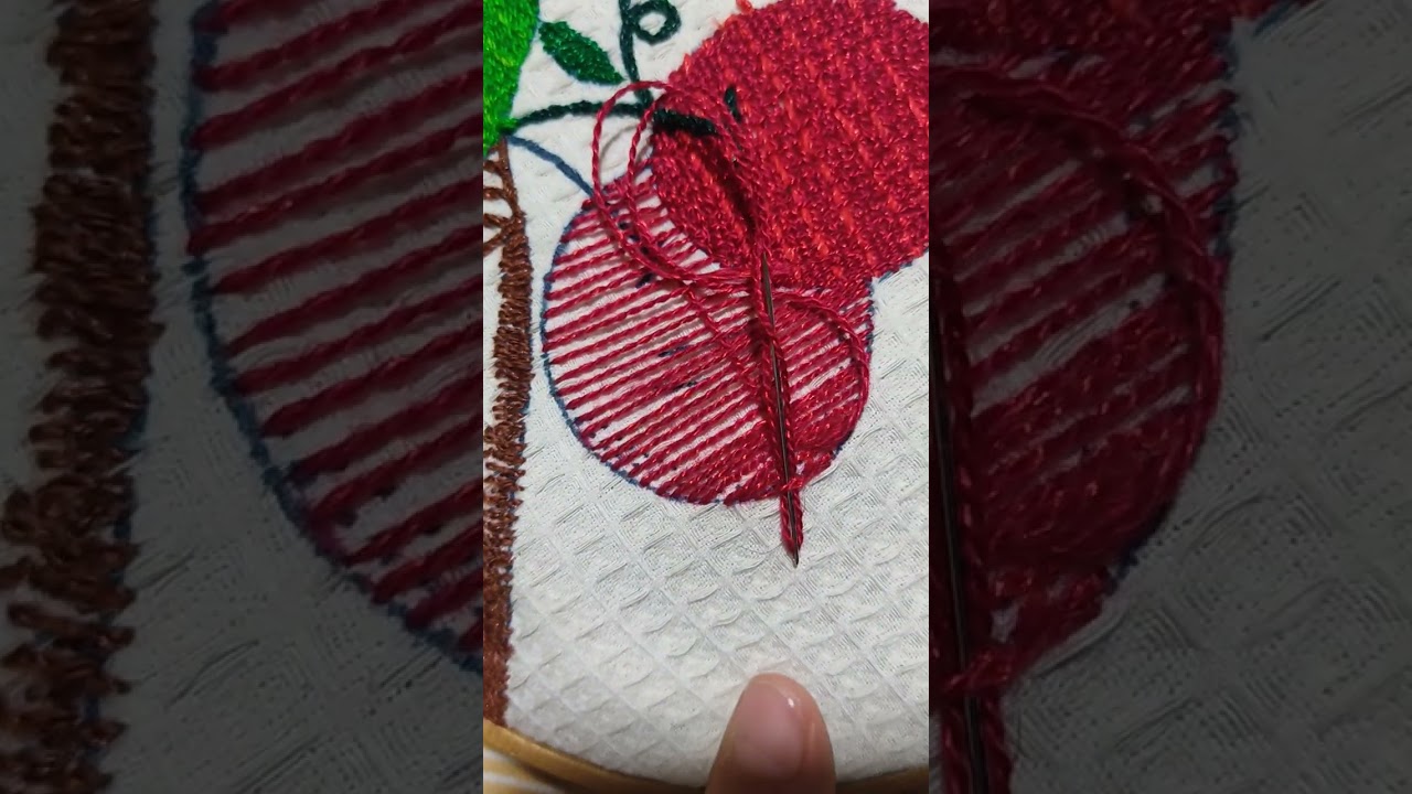 Bordando puntada de tapete sencillo, para relleno 