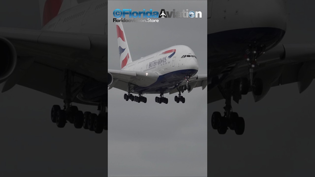 British Airways Airbus A380 Close-Up Landing at Miami International Airport (MIA) | Plane Spotting