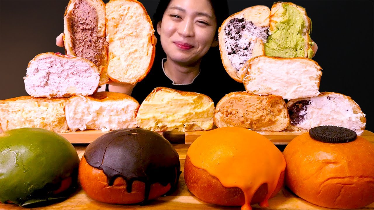 🧁크림이 80%..🍰크림을 먹기 위한 크림빵.. 돌체테리아 크림빵 먹방❤ | Dolce_teria Chocolate, Green tea Cream bread ASMR Mukbang
