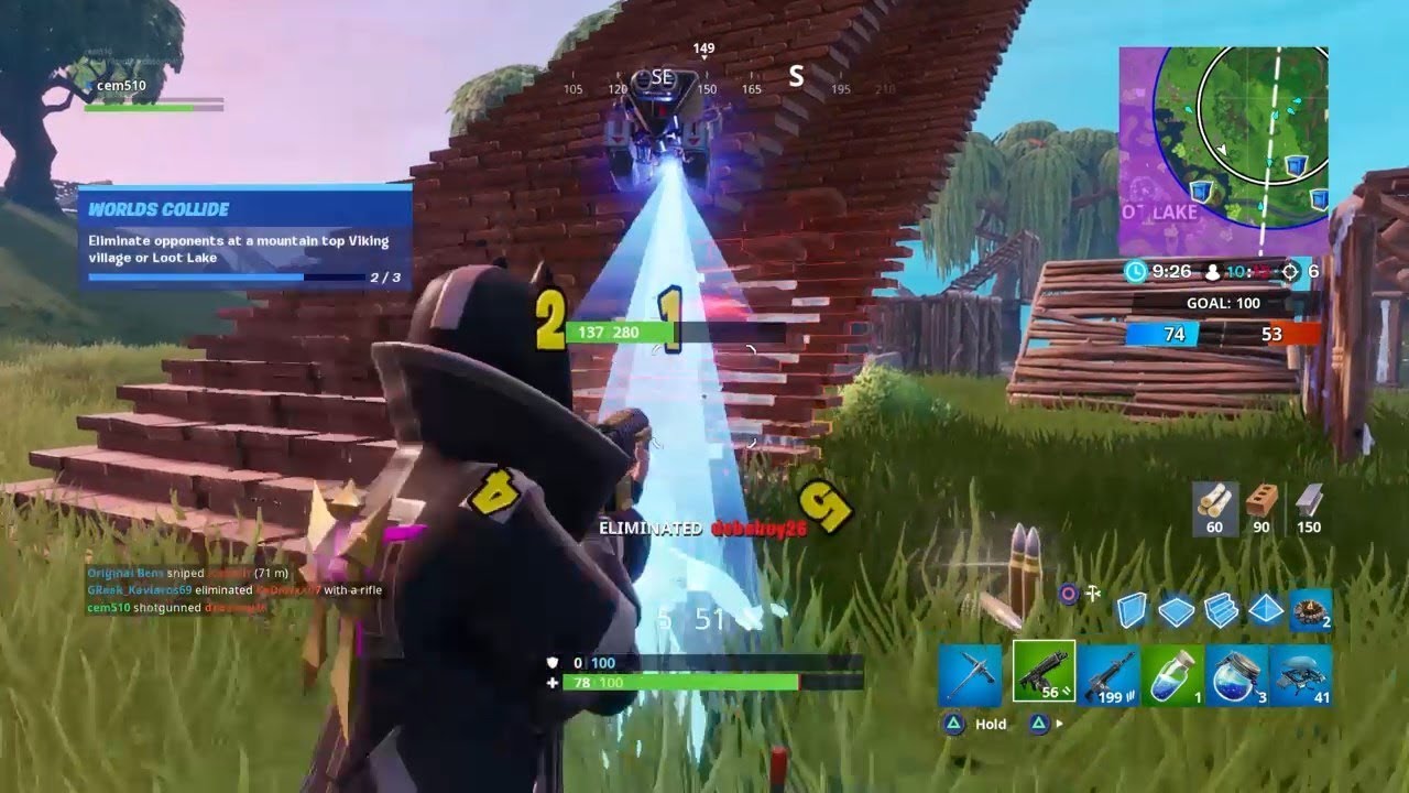 Eliminate Opponents at a Mountain top Viking Village or Loot Lake (Prestige Worlds Collide Missions)