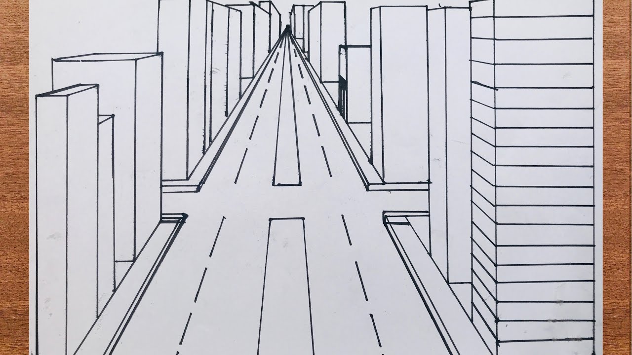 How To Draw Basic One Point Perspective City Sketch Youtube