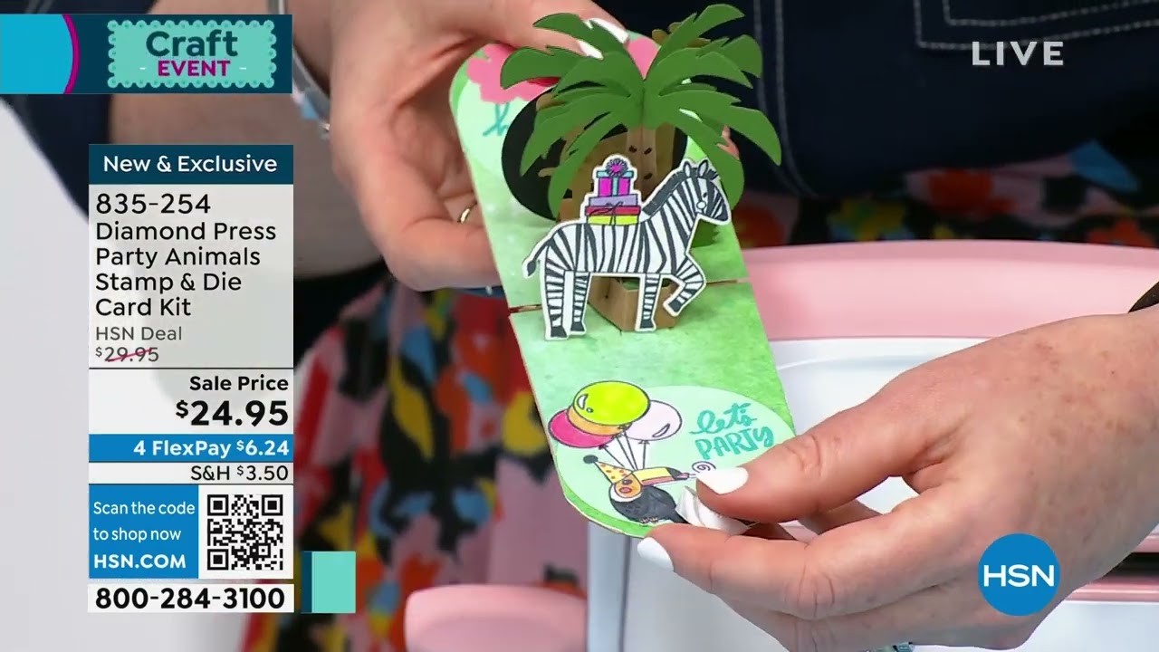 Diamond Press Party Animals Stamp and Die Card Kit