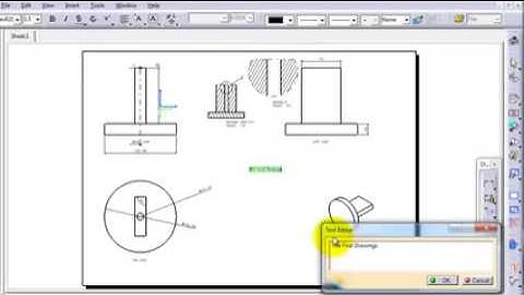 109 CATIA drawing Tutorial  Text, Text with Leader