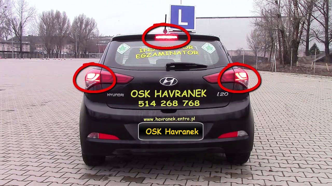 Hyundai i20 działanie świateł egzamin na prawo jazdy