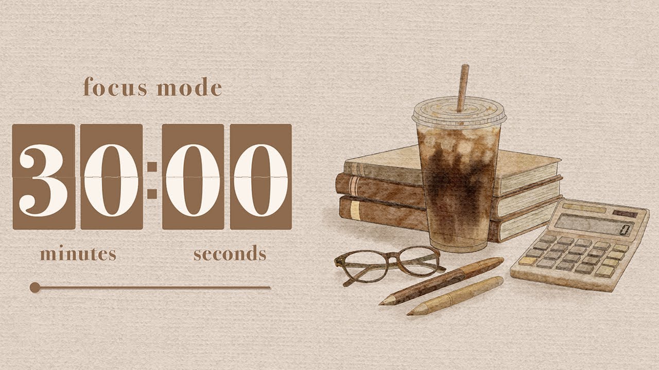 No Music 30/10 Pomodoro || Flip Clock Animation || 2-Hour Study With Me || Cold Brew Productivity