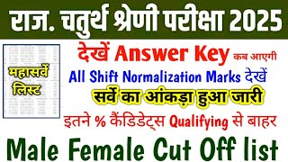 Rajasthan 4th Grade Answer Key 🔥 Rajasthan 4th Grade Cut off 2025 || Chaturth Shreni Hard Shift
