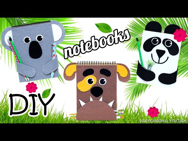 How To Make Animals Notebooks – DIY Dog, Panda And Koala Notebooks (with fasteners and bookmarks)