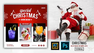 Christmas social media post template for restaurant food menu | Adobe Tutorial
