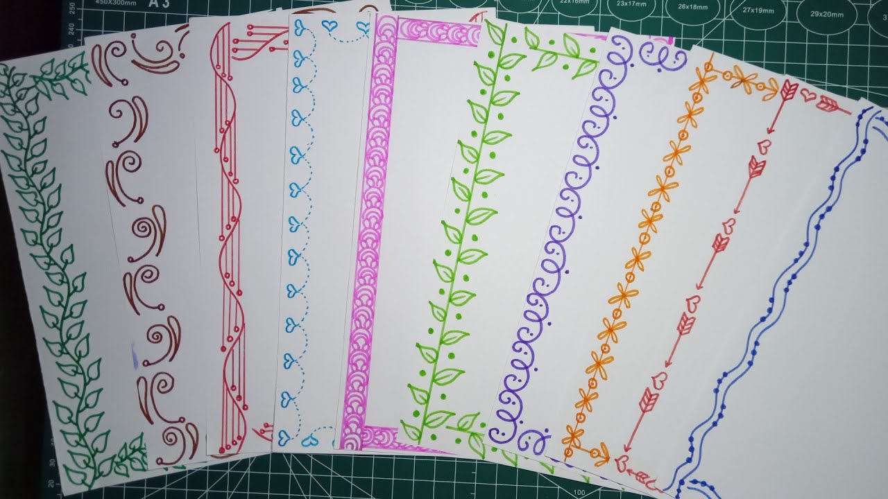 10 Easy and Beautifull Border designs || Border designs for project ...