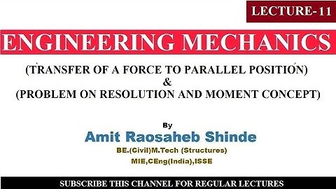 #TRANSFER OF A FORCE TO PARALLEL POSITION & PROBLEM ON RESOLUTION AND MOMENT CONCEPT