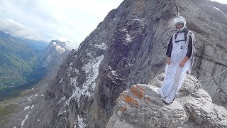 a mini wingsuit adventure down the eiger (with a cute cow at the end)