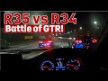 700HP GTR R35 vs 600HP GTR R34. HUGE FLAMES & LOUD EXHAUST! 4K VIDEO GOPRO 8 HERO BLACK