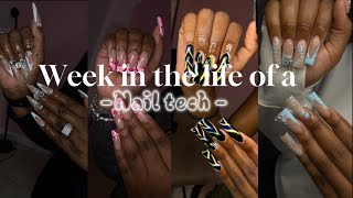 A week in the life of a nail tech l 6+ clients l BLING ,NAIL ART + MORE