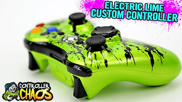 Xbox 360 - Electric Lime w/ Black Splatter - Custom Controllers - Controller Chaos