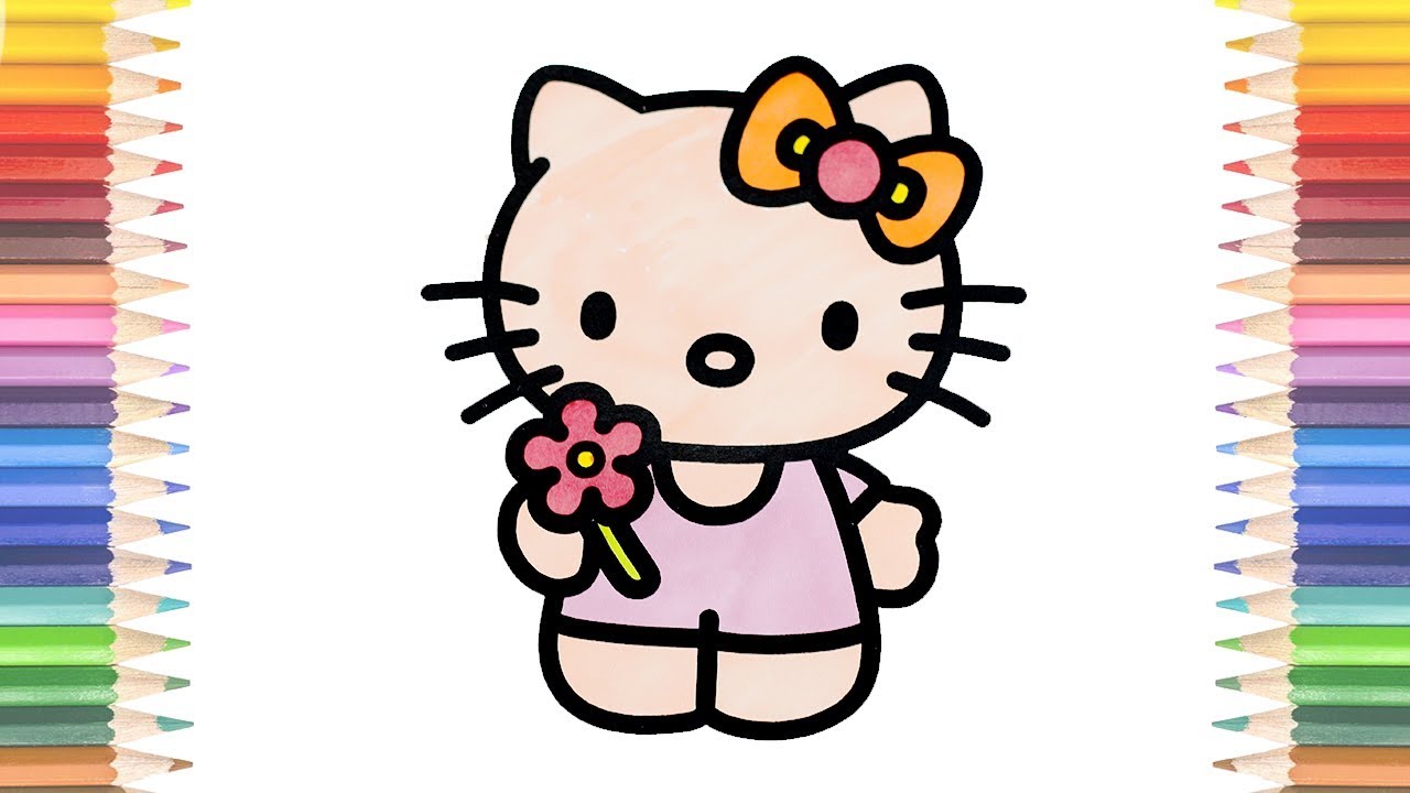 Draw Kitty Flower Coloring Pages Youtube Videos Kids Learning Drawing