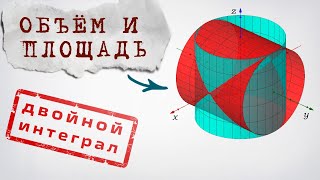 Пересечение двух цилиндров: объем и площадь поверхности через двойной интеграл