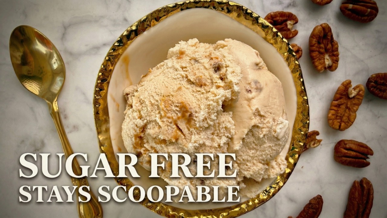 Мороженое без сахара со вкусом соленой карамели и пекана (очень сливочное, легко набирается ложко...