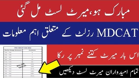 PMC MDCAT Merit List 2022