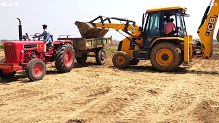 New Jcb 3dx Xtra Backhoe Machine Loading White Mud In Two Mahindra And Two Sonalika Tractor | Jcb