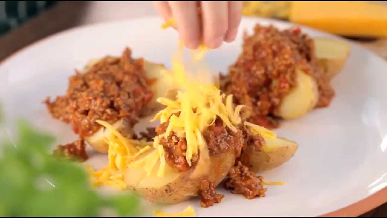 Cheesy Mince Baked Potatoes Recipe YouTube